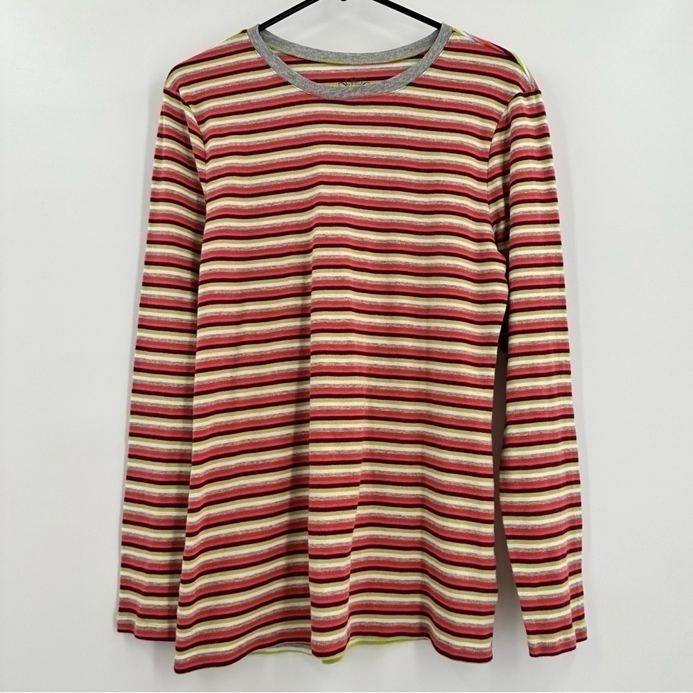 OLD Navy Long Sleeve Women’s Bright Multicolored Striped Pullover Tee Size XL